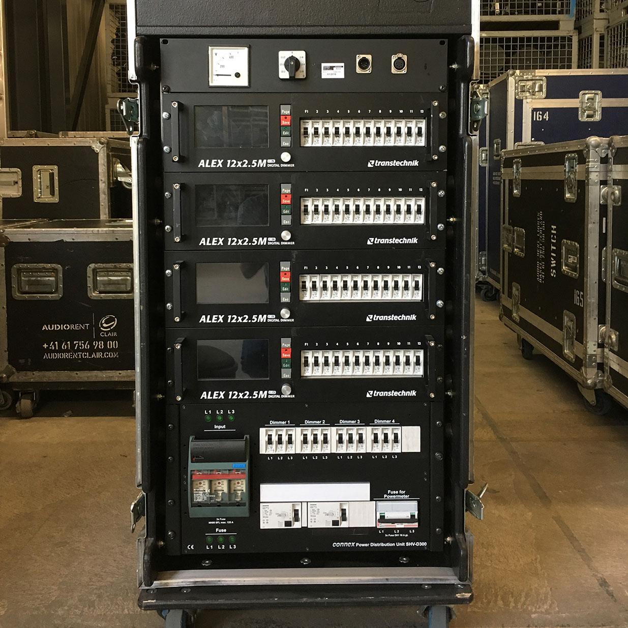 dimmer rack in a warehouse