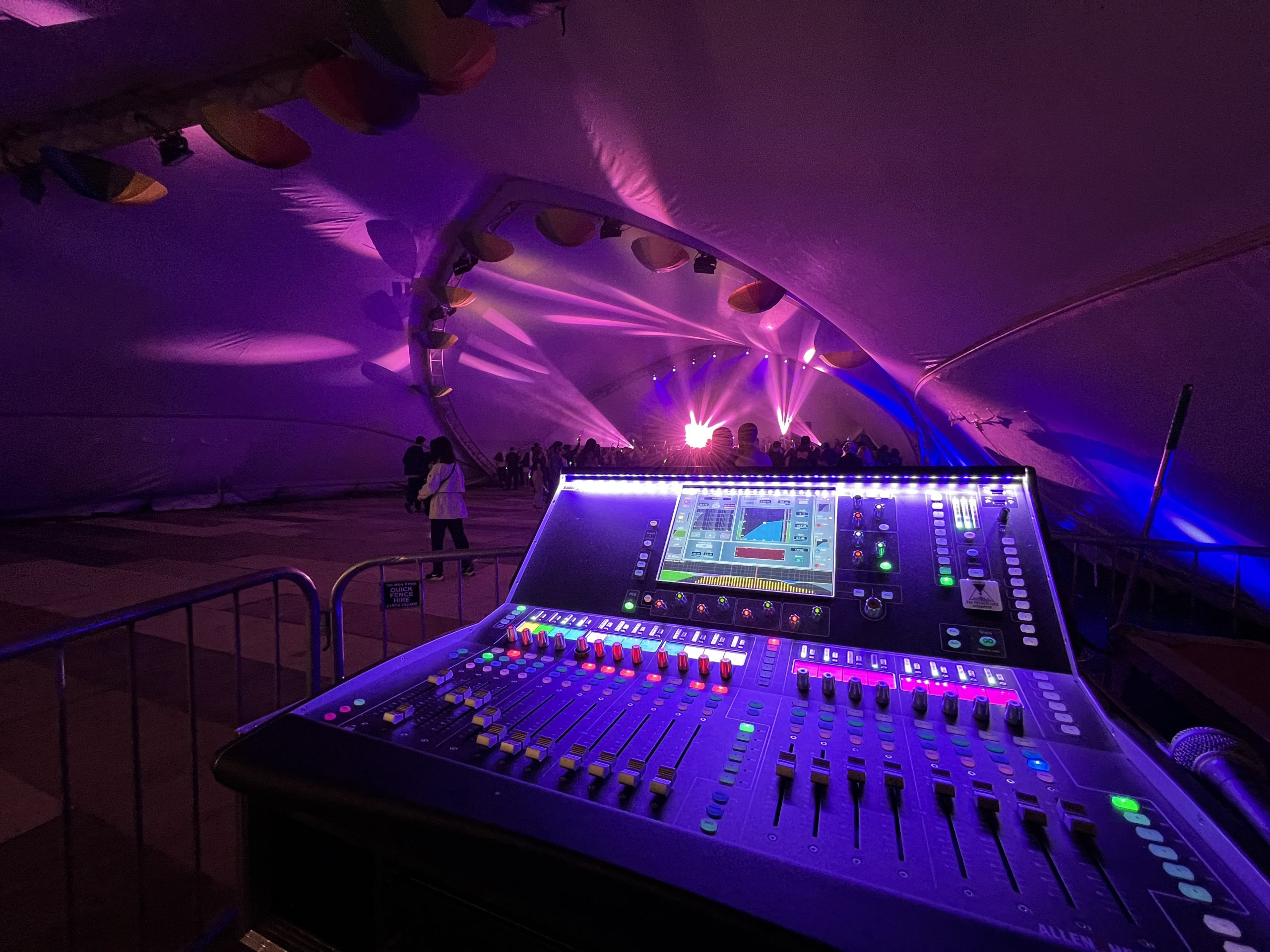 mixing desk at the back of a event