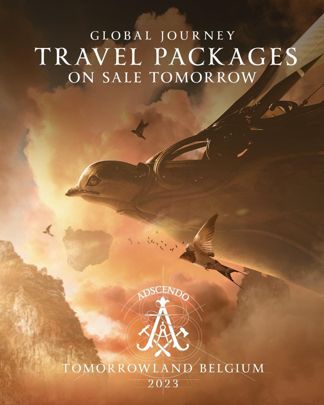 a artwork concept for tomorrowland of bird in the clouds