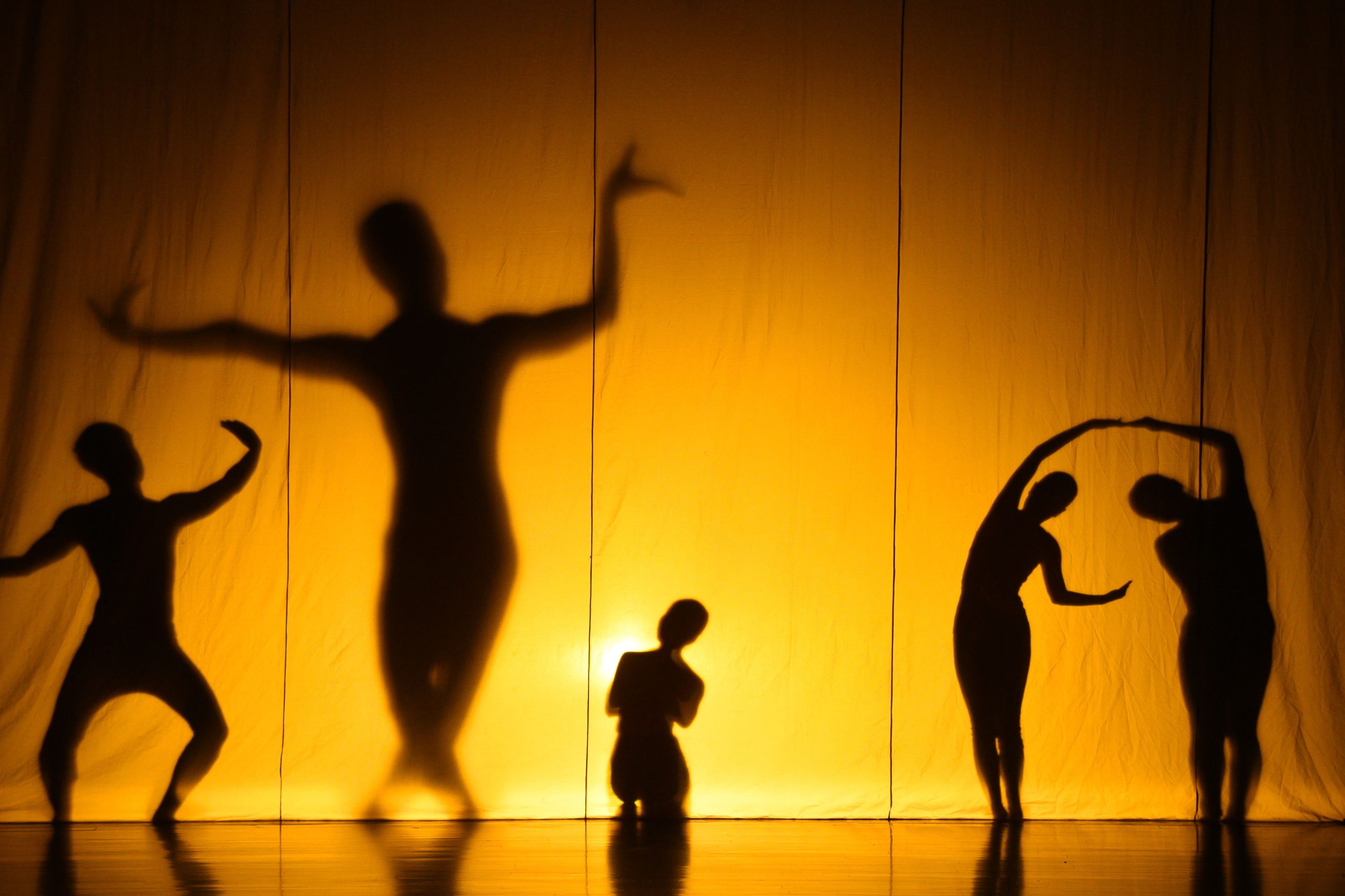silhouettes of actor on stage during a performance
