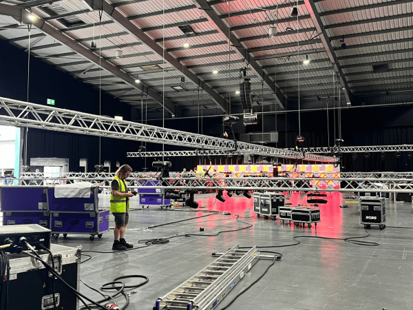 Large live event audience and stage